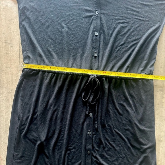 Eileen Fisher Black Jersey Button-Front Drawstring Waist Dress Large​​ - Picture 12 of 14